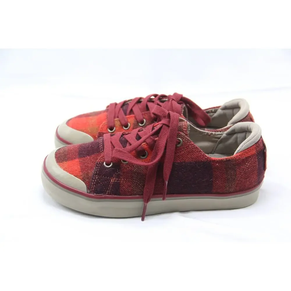 KEEN Vulcanized Shoes Sneakers Womens Sz 7 Red Wool Buffalo Plaid Fabric Lace Up